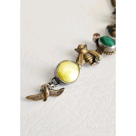 Sterling Silver Mars & Valentine Bee Birds Multi Stone Rare Retired Bracelet - Picture 7 of 13